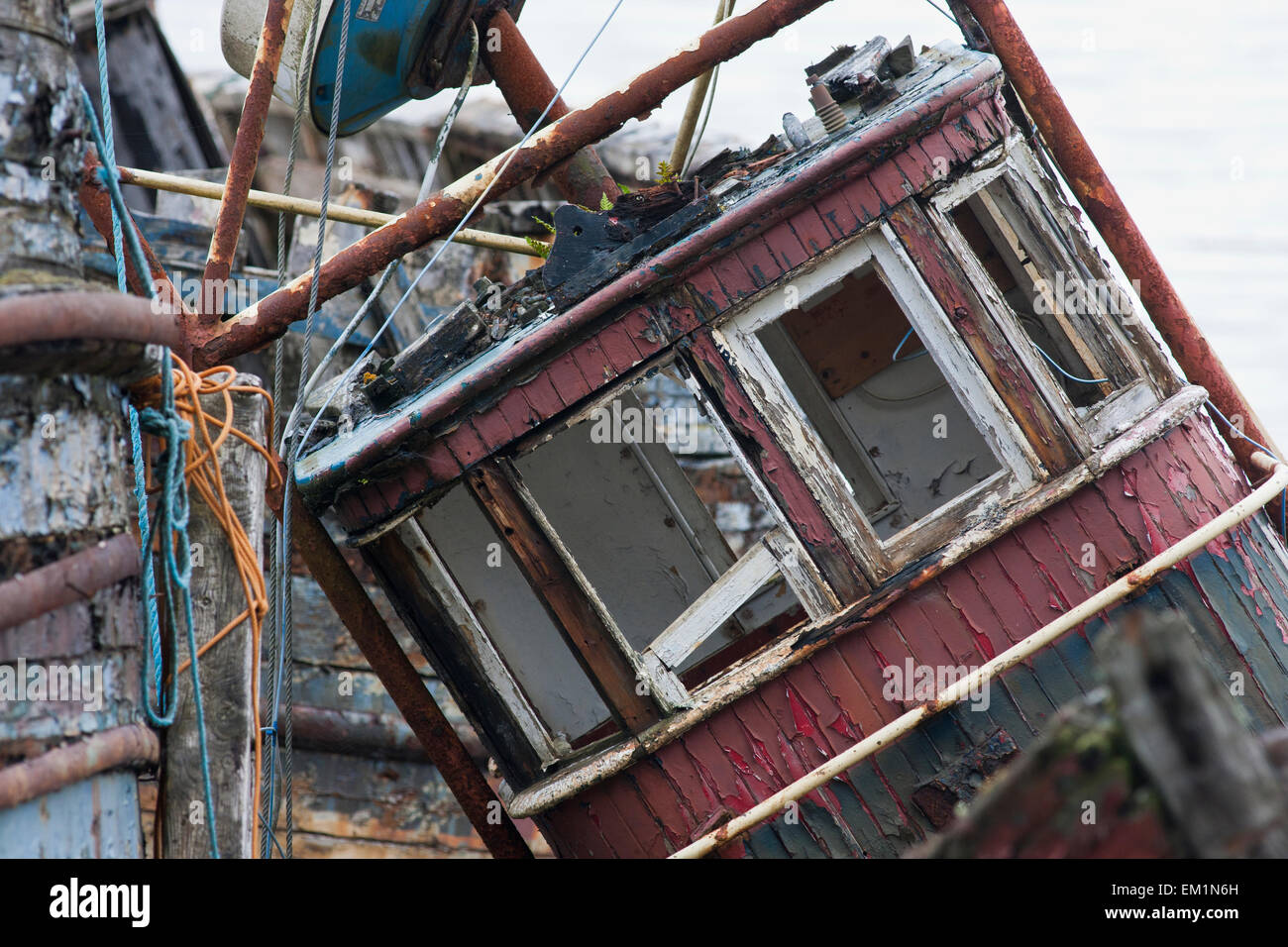 An Old Abandoned Fishing Boat; Salem Isle Of Mull Scotland Stock Photo ...