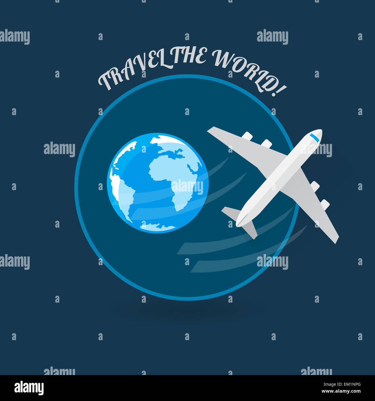 Time to travel modern flat style plane Stock Photo - Alamy