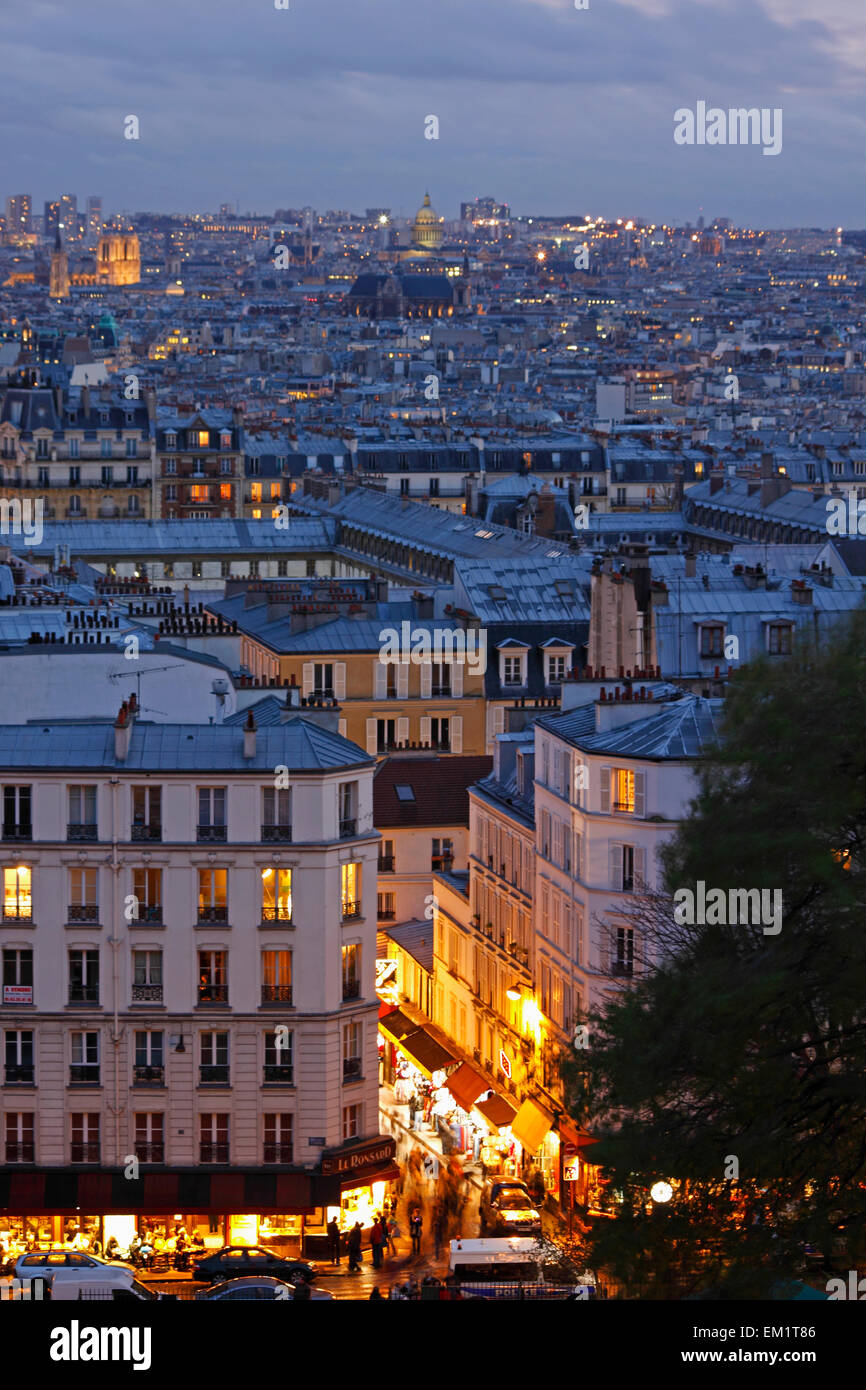Skyline Of Paris From Montmartre; Paris France Stock Photo