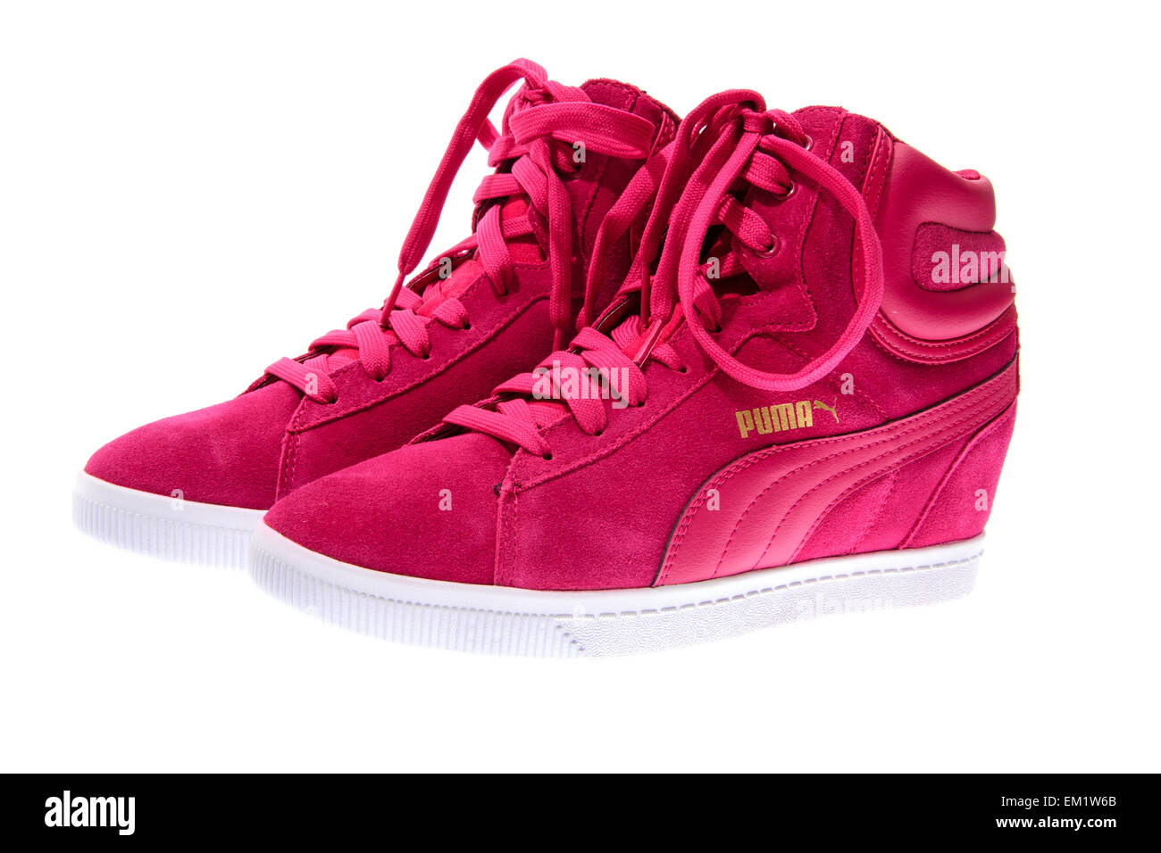 Minsk, Belarus - March 18, 2015: Pink Female Beautiful Shoes Puma with High  Heels. Isolated on White Background. Puma - a German Stock Photo - Alamy