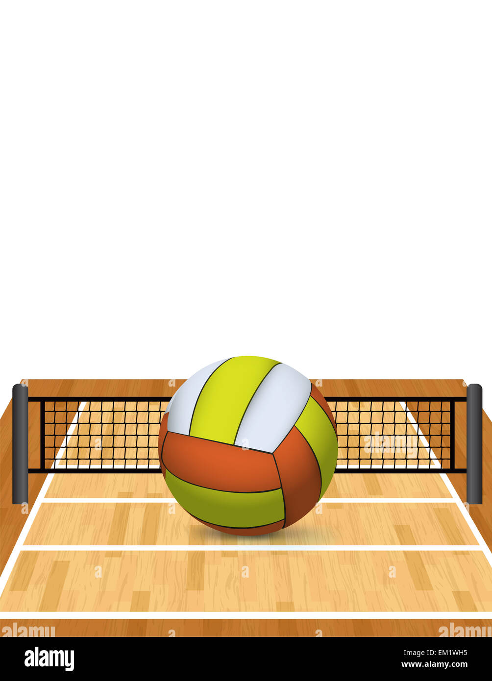 An illustration of a realistic volleyball on a volleyball court with copy  space Stock Photo - Alamy