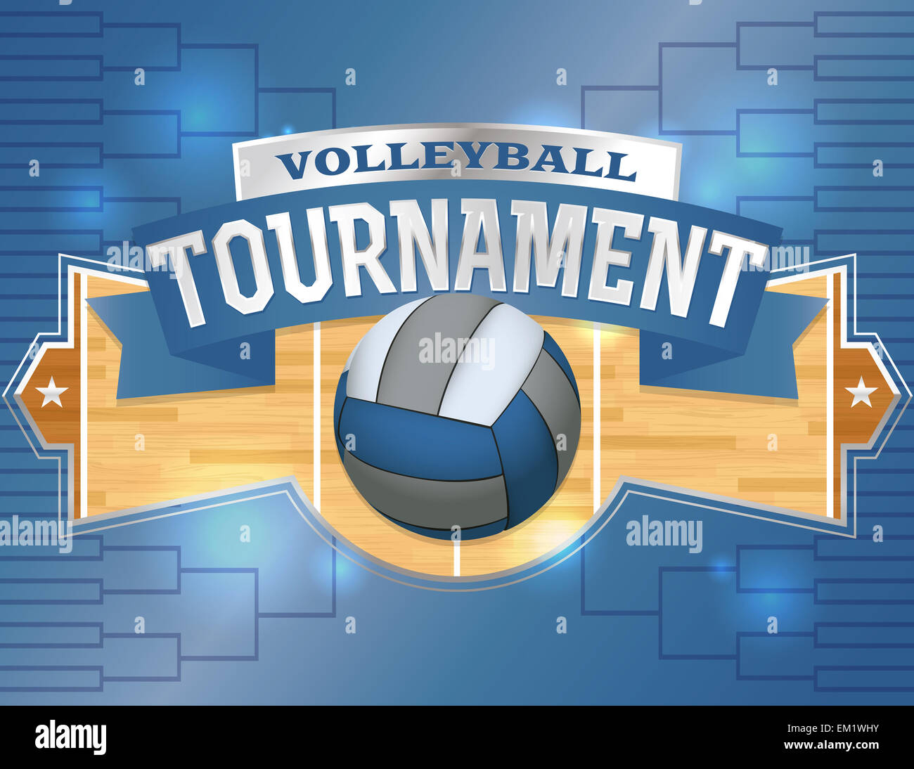 An illustration for a volleyball tournament flyer or poster. Room for copy. Stock Photo