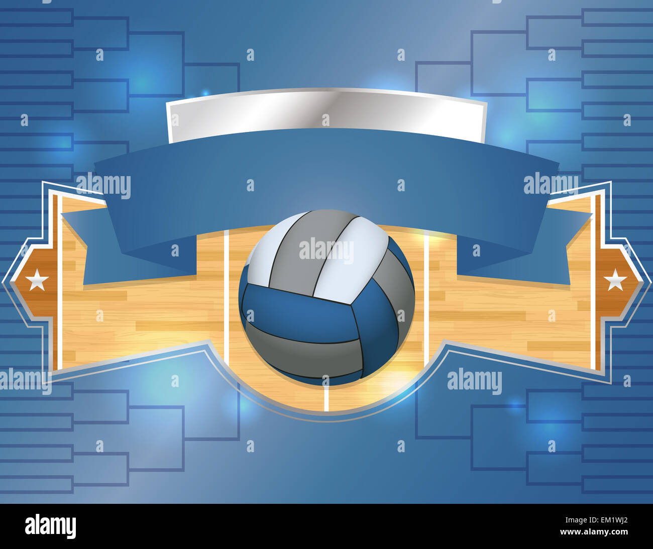 An illustration for a volleyball tournament flyer or poster. Stock Photo
