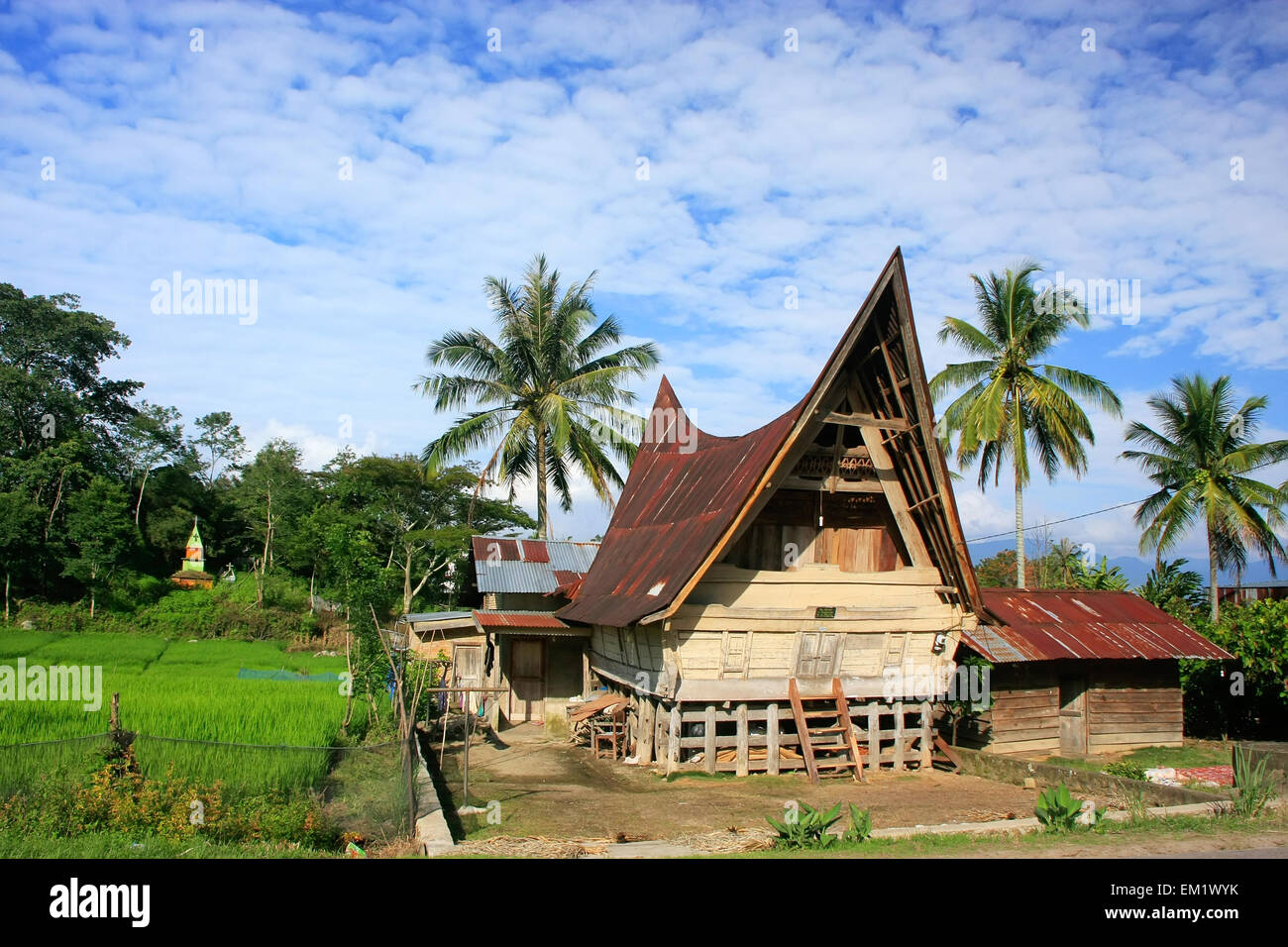 Traditional Batak house on Samosir island, Sumatra, Indonesia, Southeast Asia Stock Photo