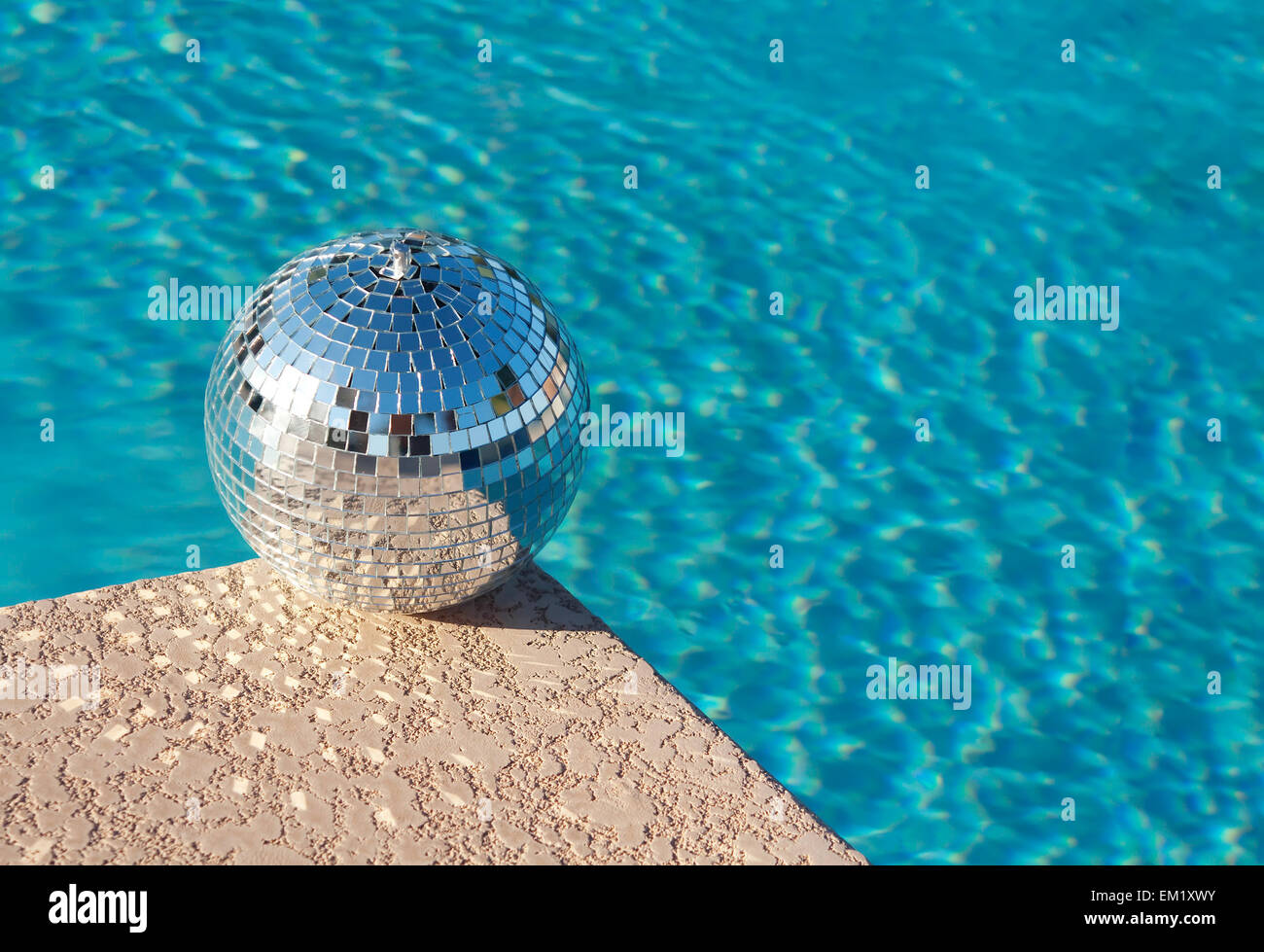 Poolside fun music dance party event concept image....Silver,disco,ball