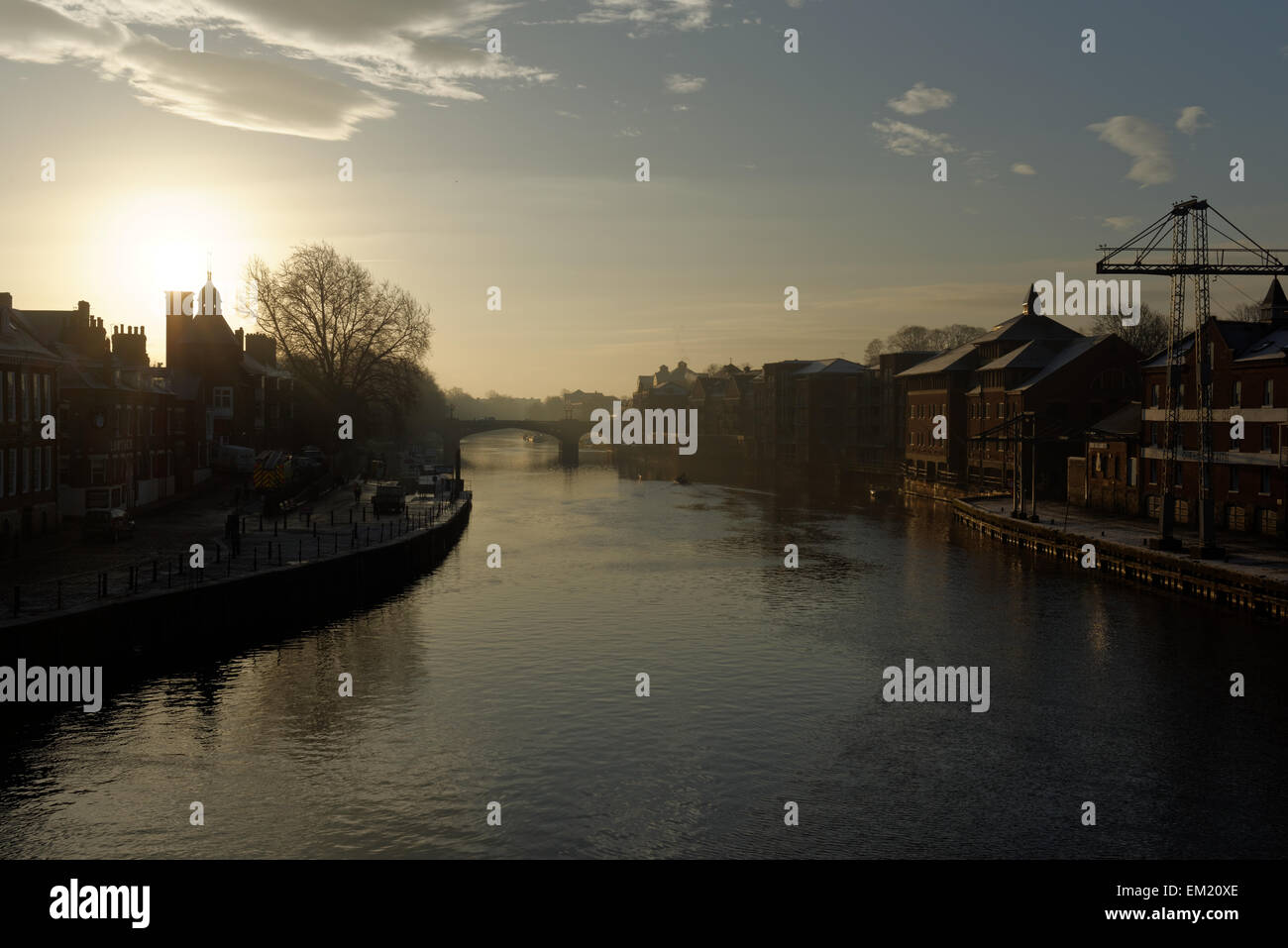 Sunrise from Ouse Bridge, York, Yorkshire, England, UK Stock Photo