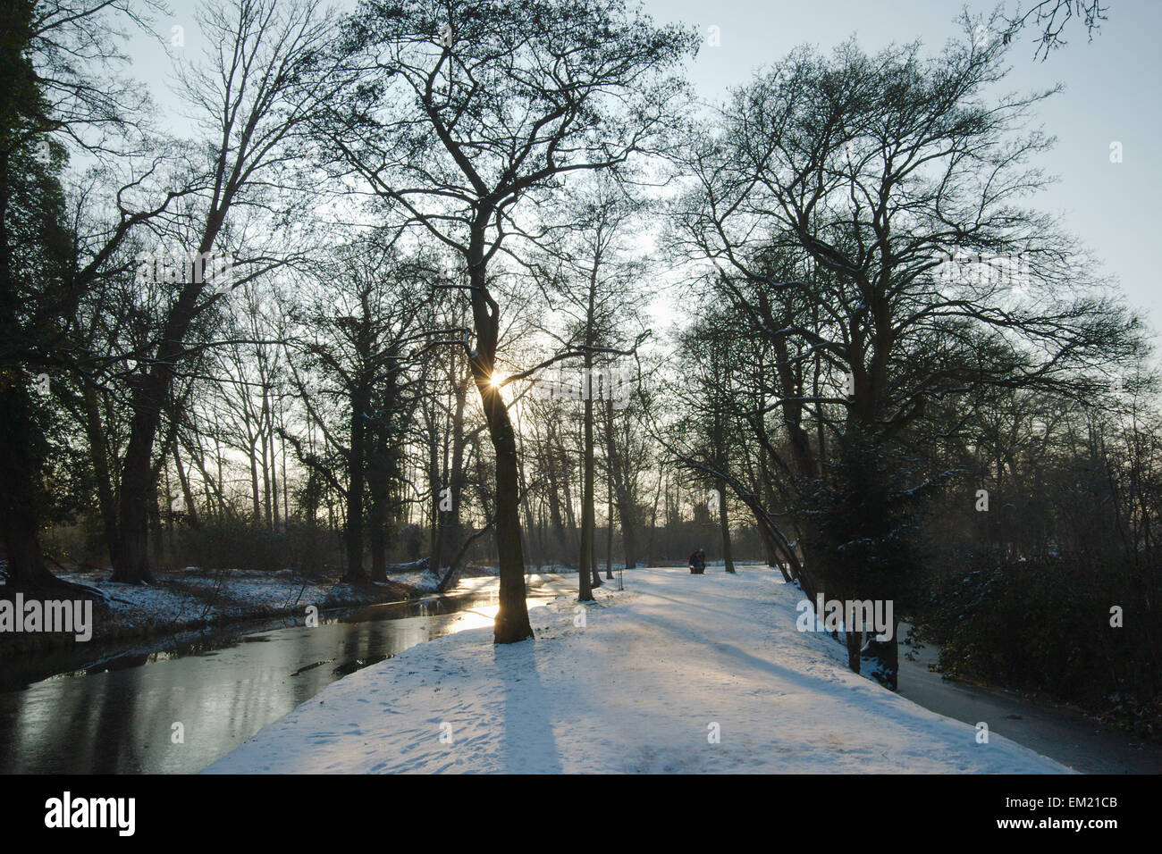 Christchurch Meadow and River Cherwell in the Snow Stock Photo