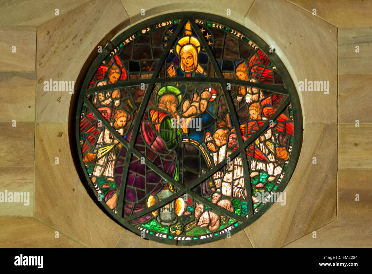 Stained Glass Window by Mabel Esplin in Republican Palace Museum, Khartoum, Sudan Stock Photo