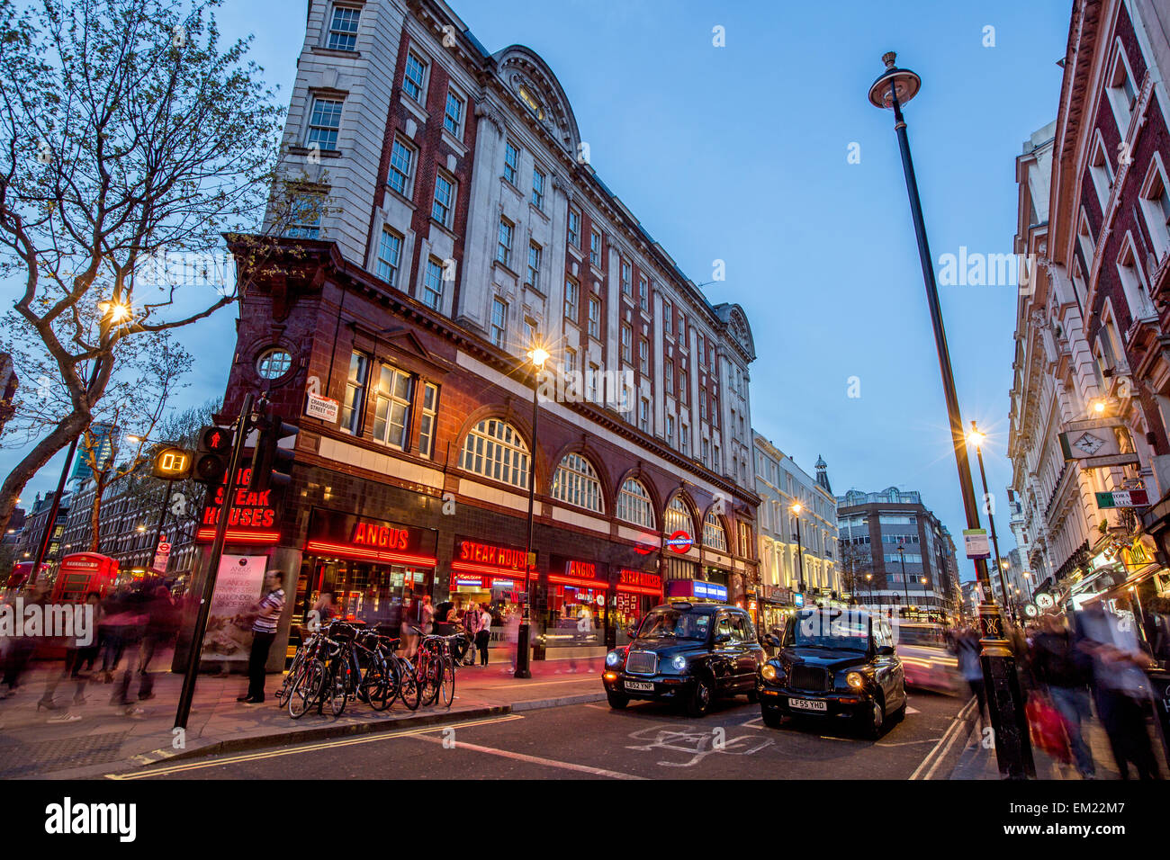 Charing Cross road At night London UK Stock Photo - Alamy