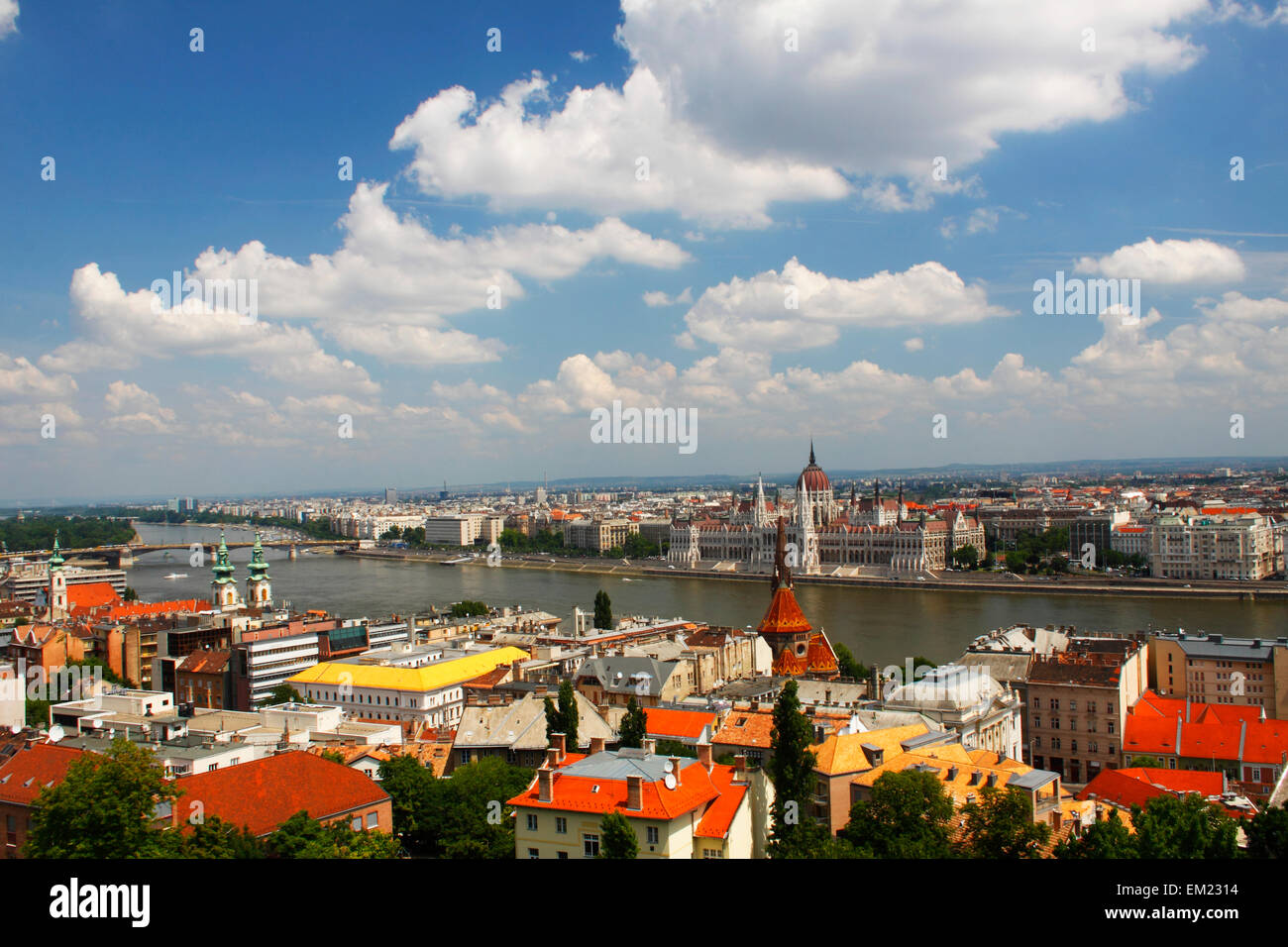 View Of Danube River Through The Capital City; Budapest Hungary Stock Photo