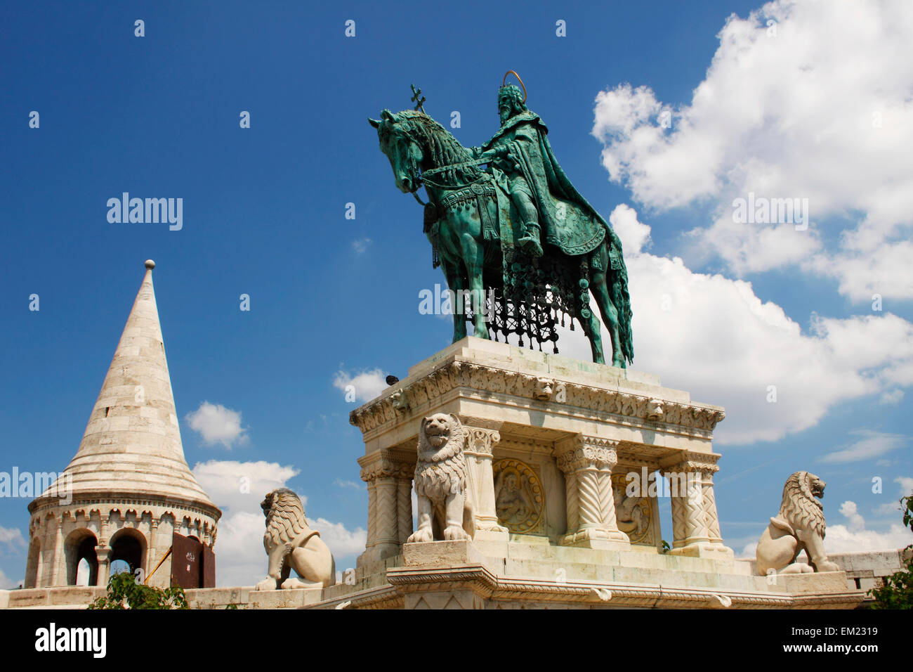 St. Stephen Statue In The Castle District; Budapest Hungary Stock Photo