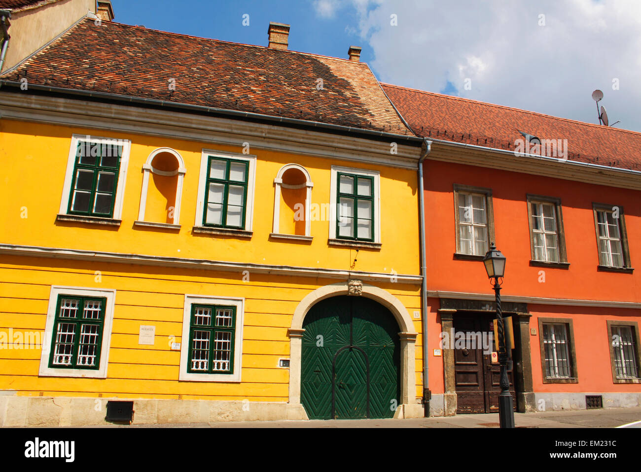 Painted Buildings In The Castle District; Budapest Hungary Stock Photo