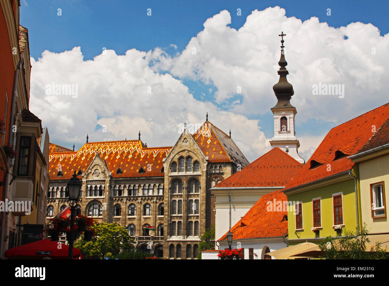 Painted Buildings In The Castle District; Budapest Hungary Stock Photo