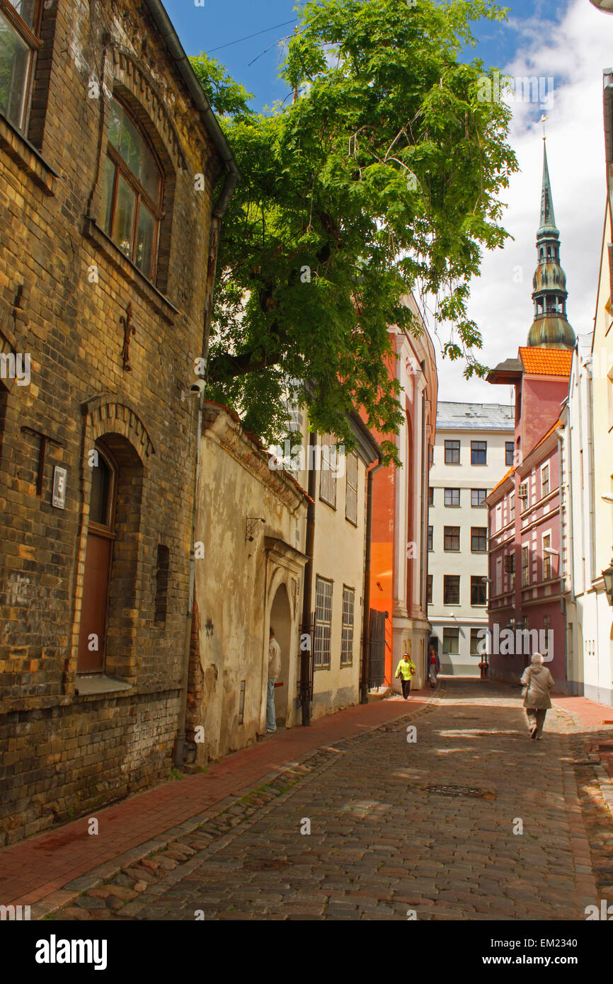 Old Town Street; Riga Latvia Stock Photo