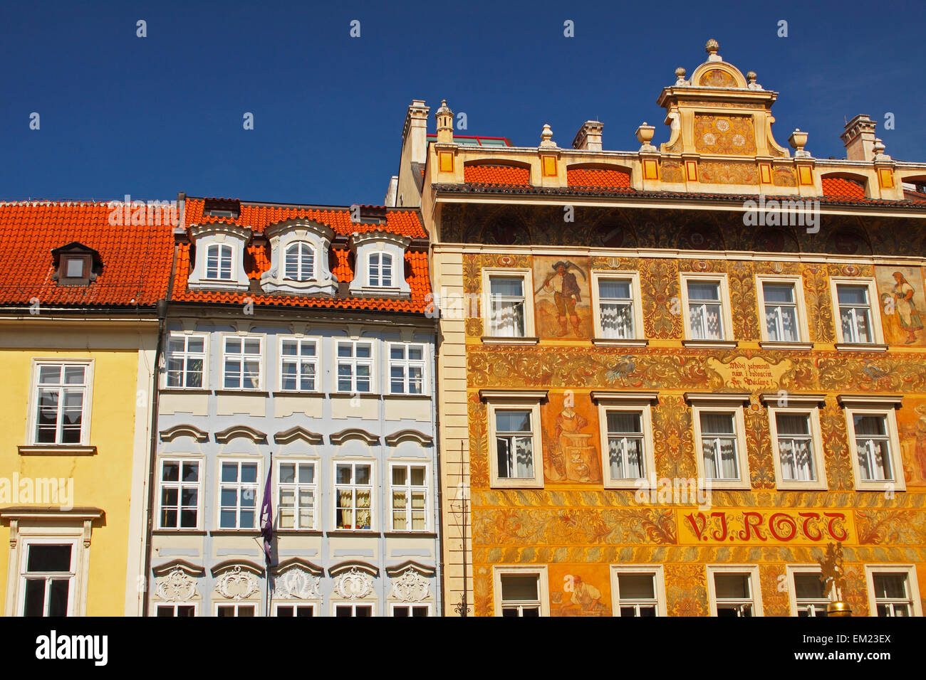 Colourful Buildings In The Old Town Or Stare Mesto; Prague Czech Republic Stock Photo