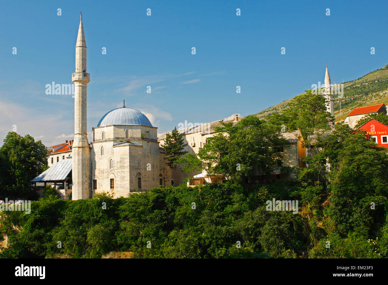 Koski Mehmed Pasha S Mosque Above The River Neretva; Mostar Muslim-Croat Federation Bosnia And Hercegovina Stock Photo