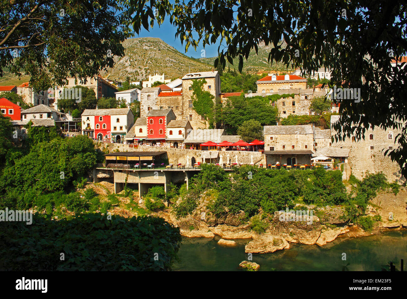 Old Town Or Stari Grad Above The Neretva River; Mostar Muslim-Croat Federation Bosnia And Hercegovina Stock Photo