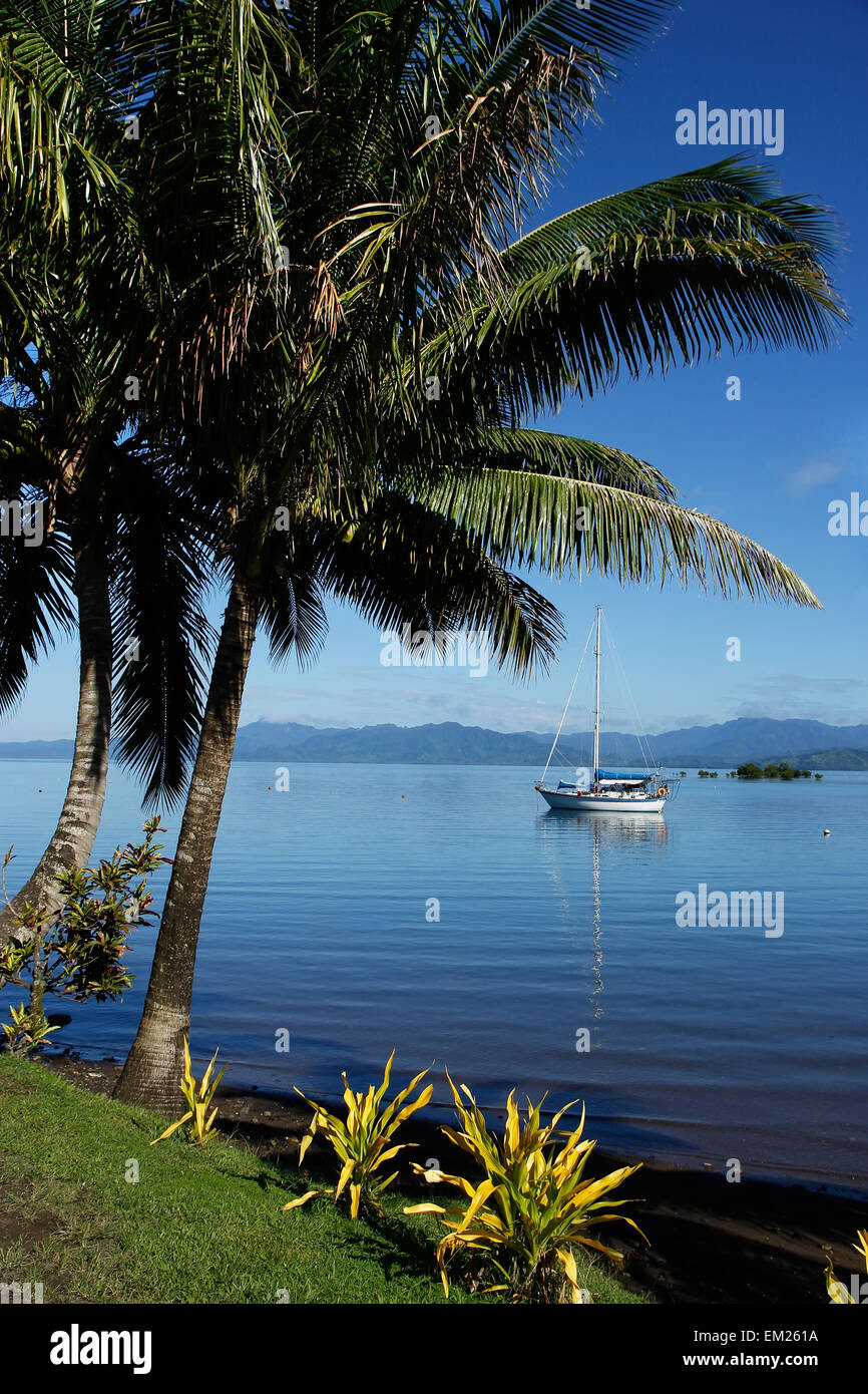 Savusavu harbor, Vanua Levu island, Fiji, South Pacific Stock Photo