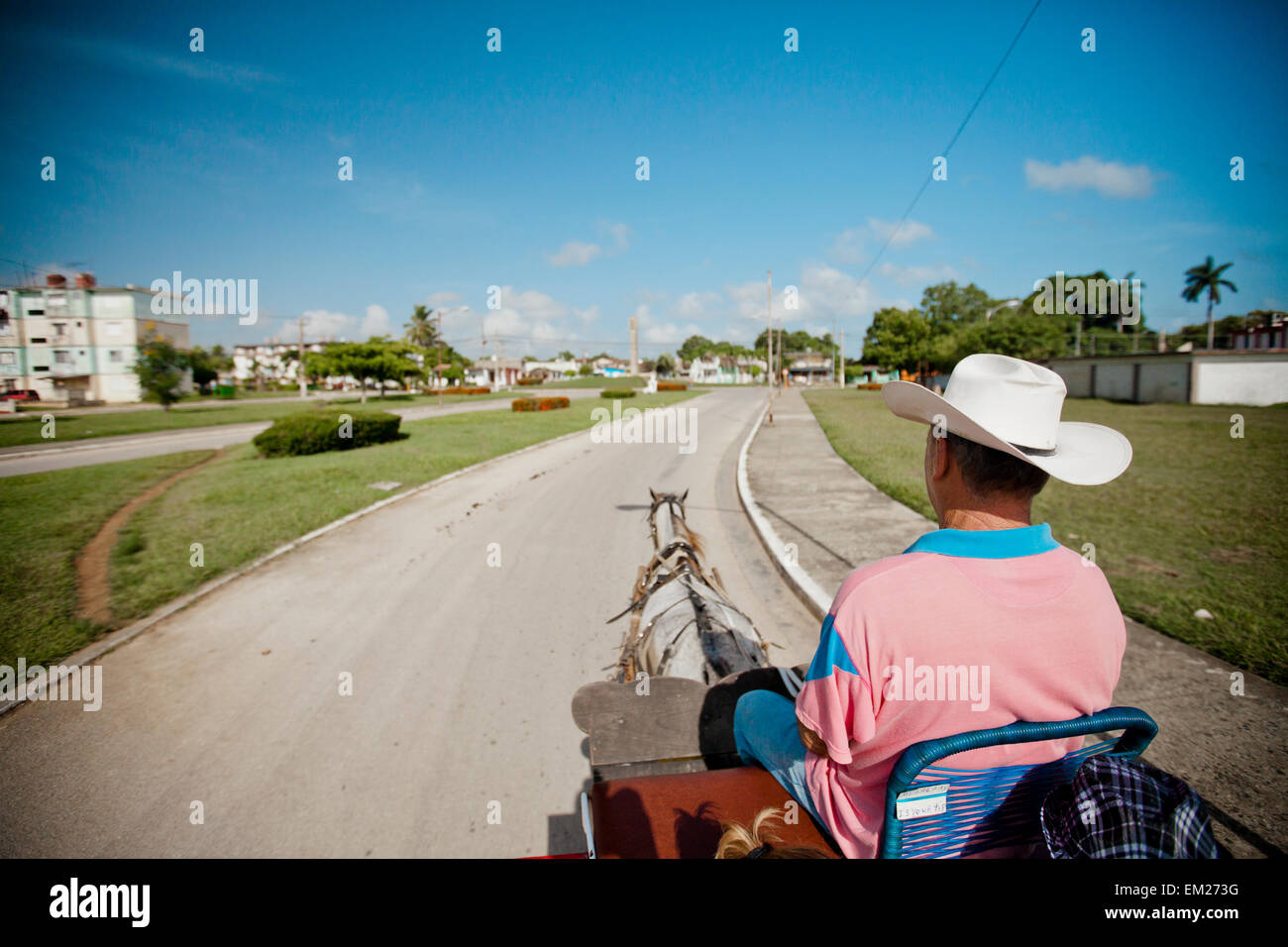 Horse drawn carriage in Moron, Cuba. Stock Photo