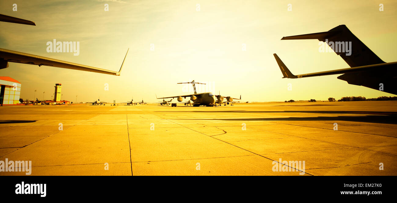 Cargo planes on a runway. Stock Photo