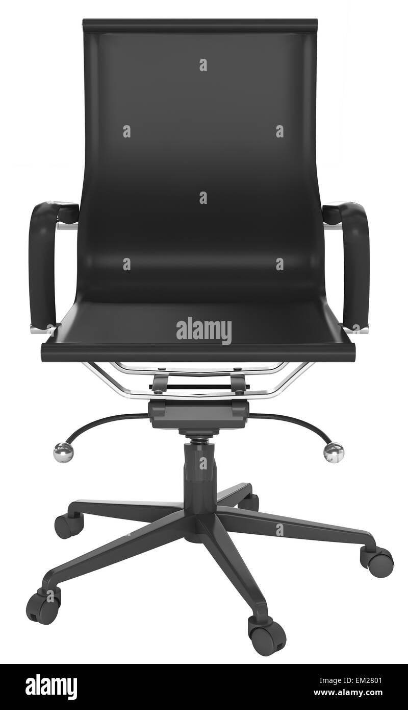 black leather office chair on white background Stock Photo - Alamy