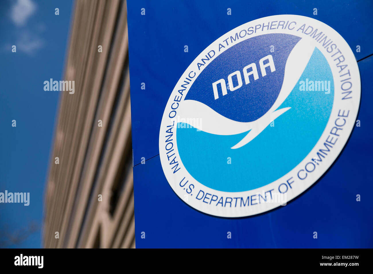 An exterior view of the headquarters of the National Oceanic and Atmospheric Administration (NOAA) in Silver Spring, Maryland. Stock Photo