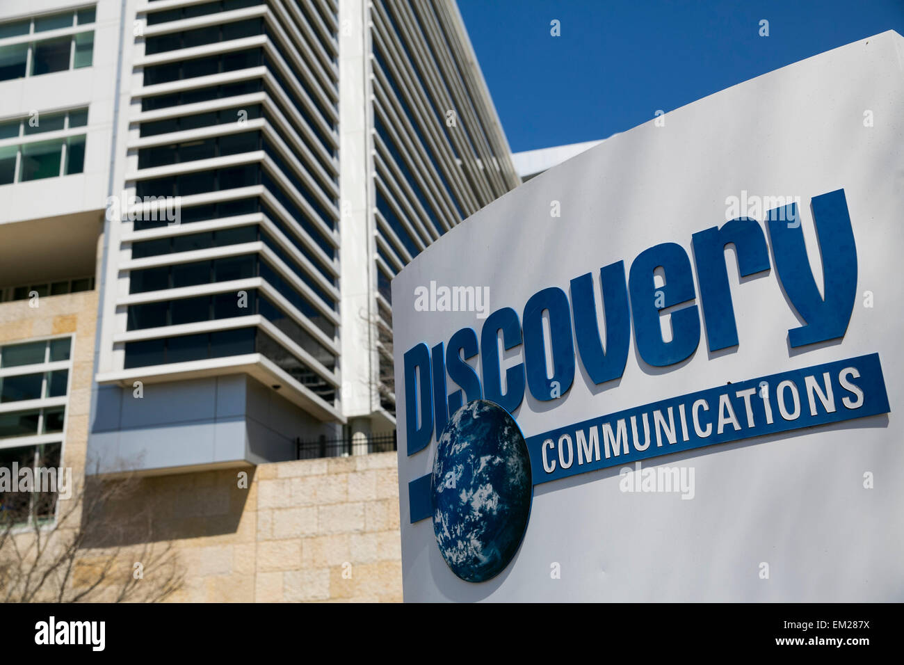 An exterior view of the headquarters of Discovery Communications in