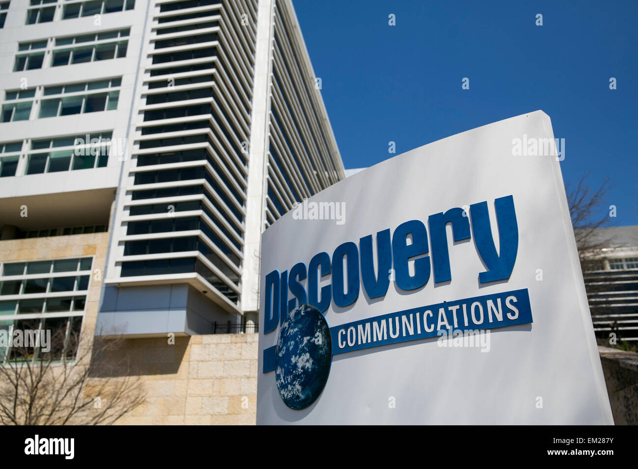 An exterior view of the headquarters of Discovery Communications in