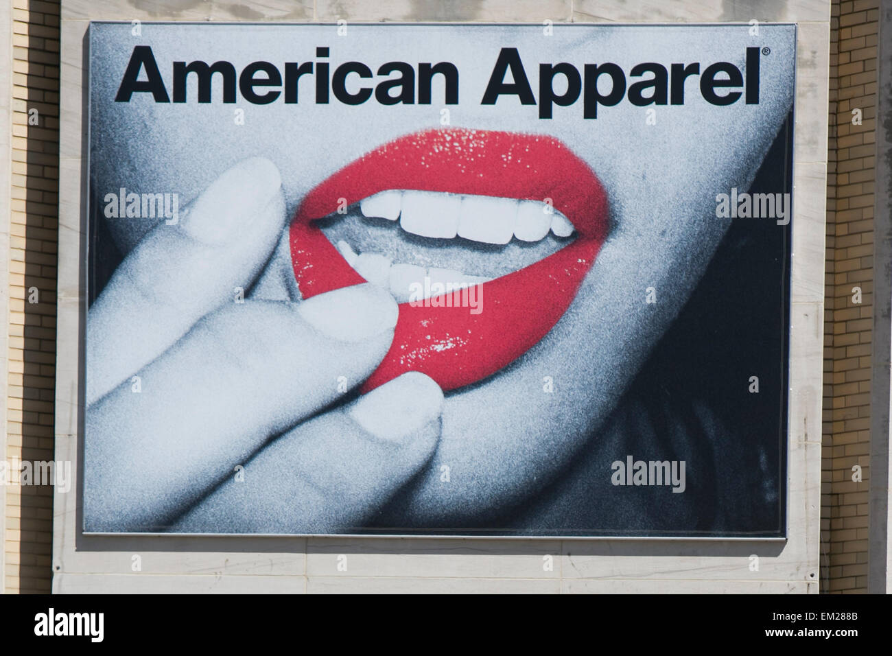 An exterior view of an American Apparel clothing retail store in Silver Spring, Maryland. Stock Photo
