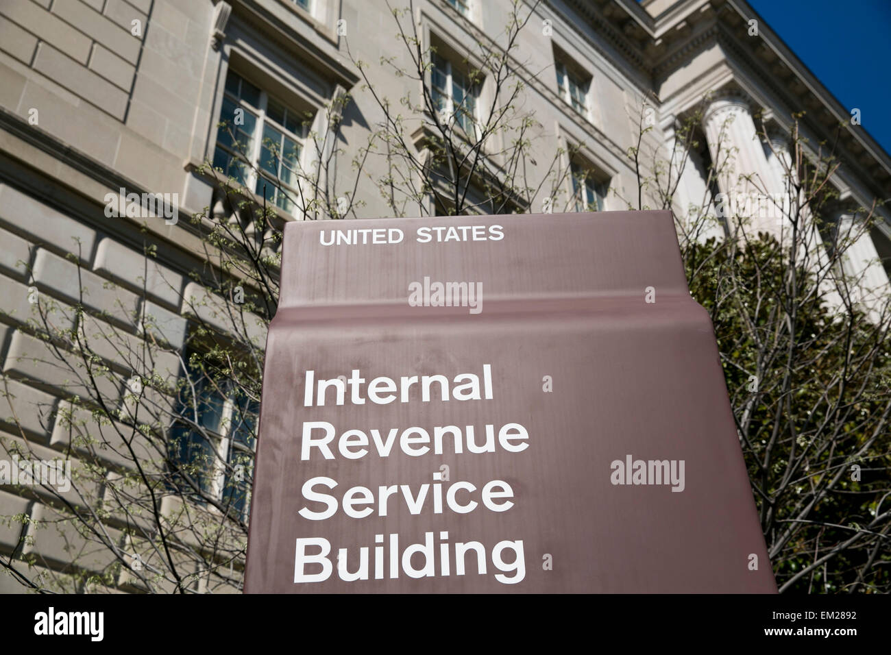 An exterior view of the Internal Revenue Service (IRS) headquarters
