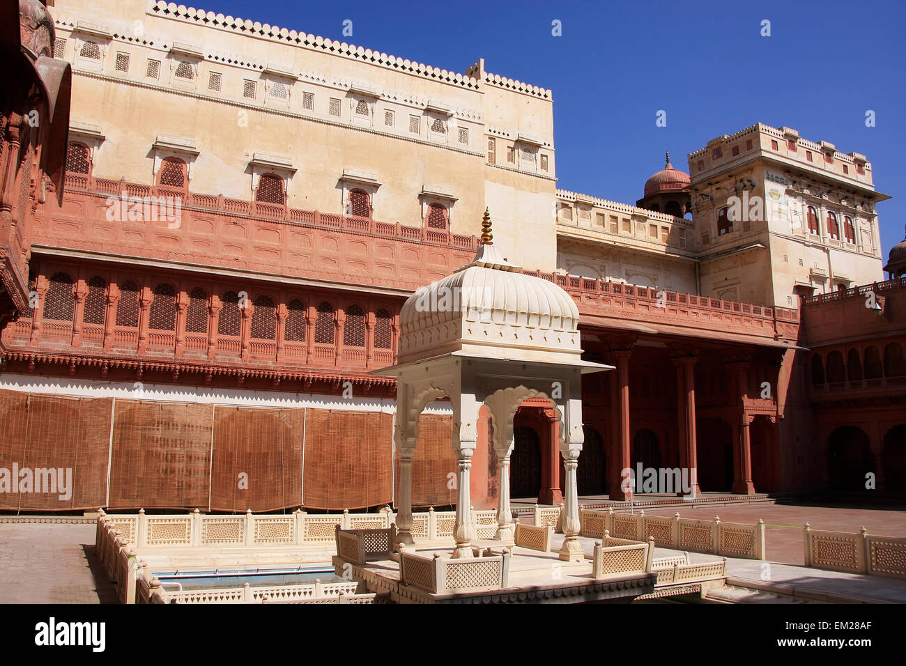 Main courtyard of Junagarh fort, Bikaner, Rajasthan, India Stock Photo
