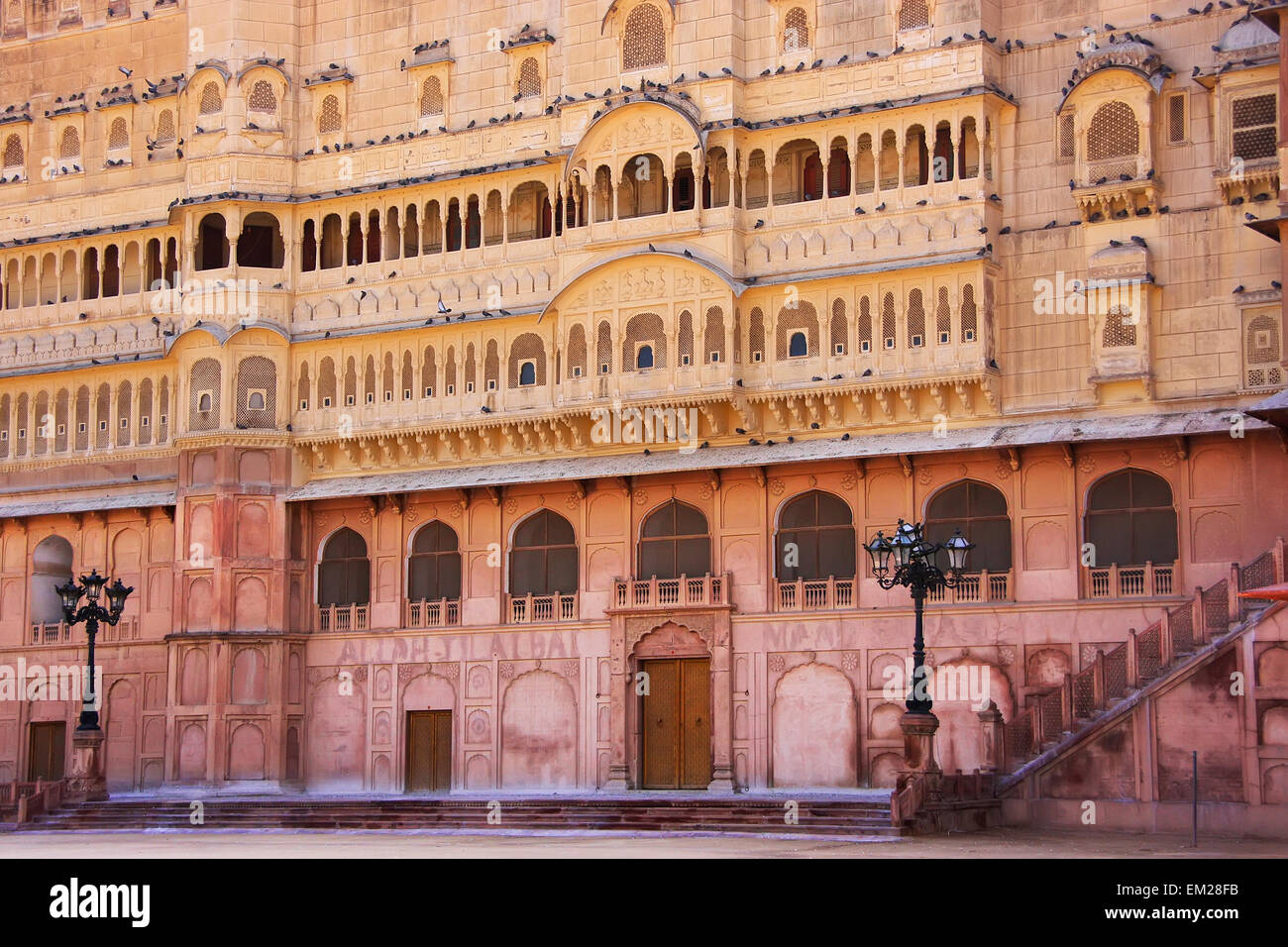 Eastern facade of Junagarh fort, Bikaner, Rajasthan, India Stock Photo