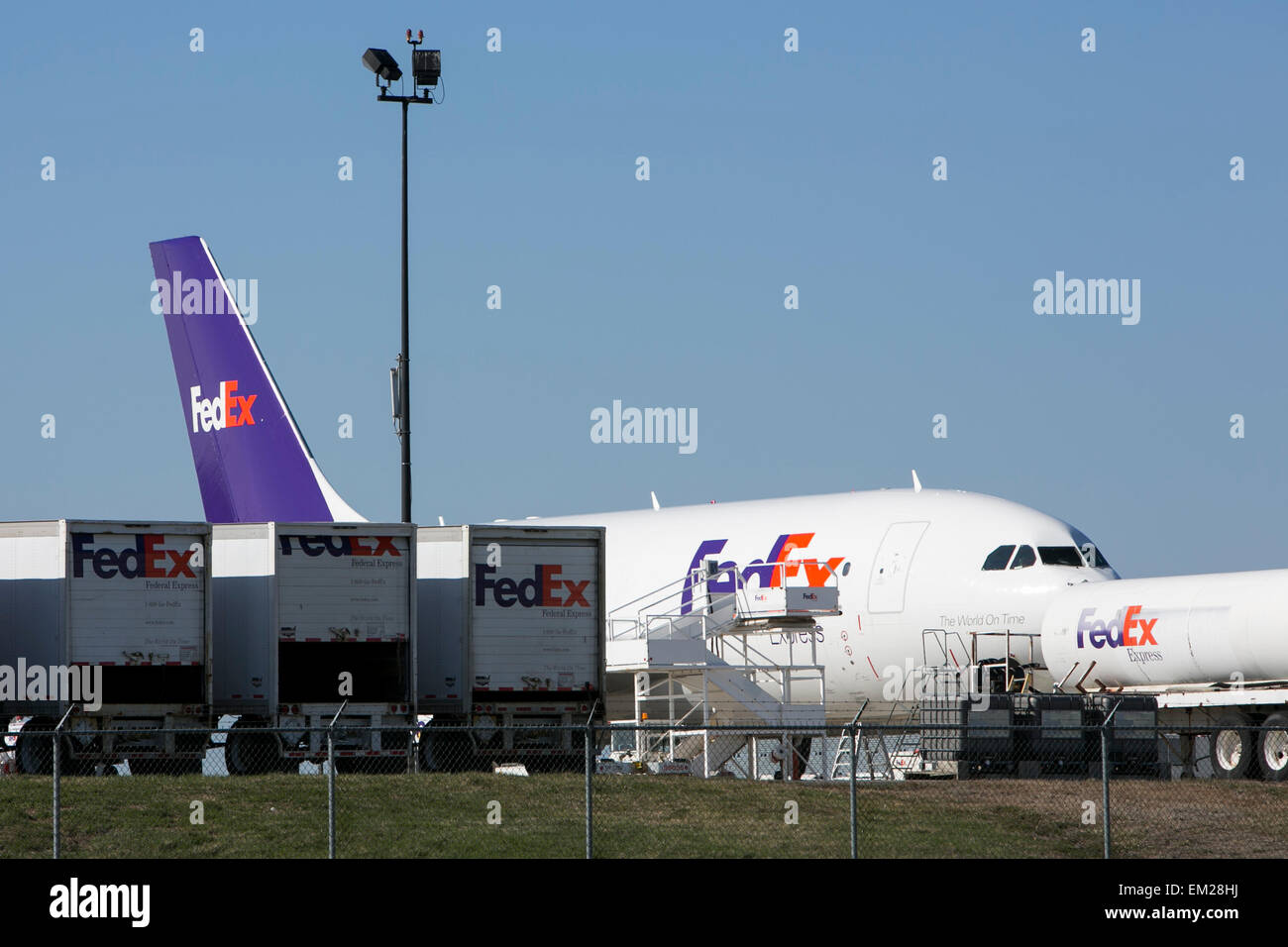 FedEx cargo planes at the Lehigh Valley International Airport in Allentown, Pennsylvania. Stock Photo