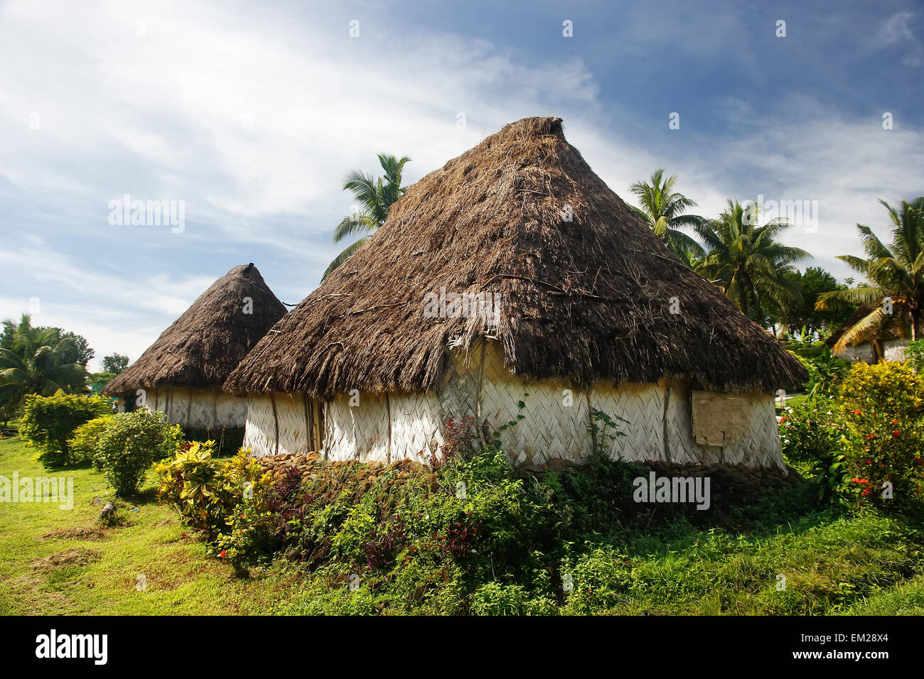 Traditional houses of Navala village, Viti Levu island, Fiji Stock Photo