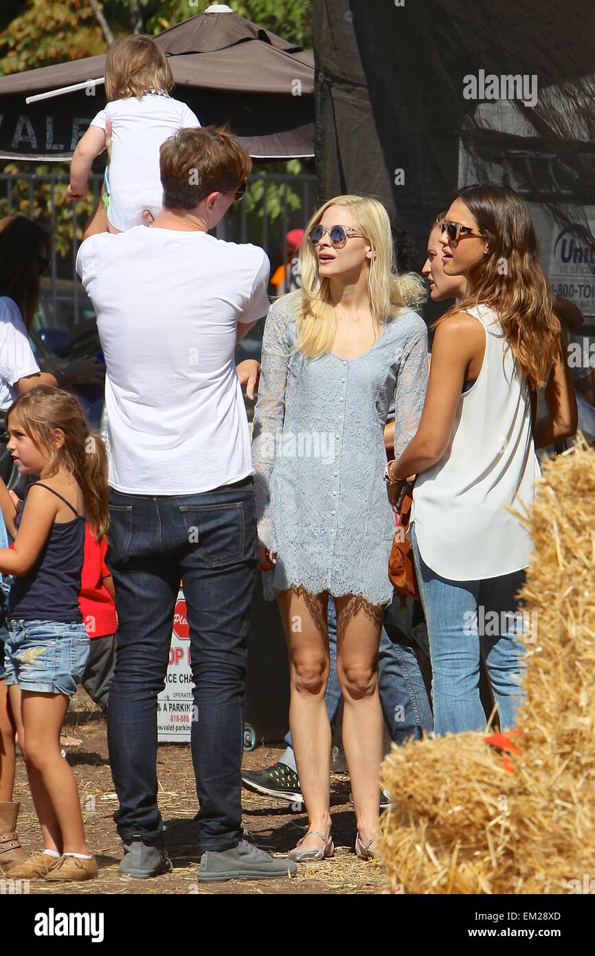 Jessica Alba and Jaime King bump into each other at Mr. Bones Pumpkin