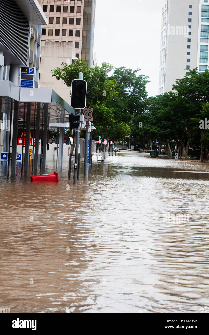 Flooding In An Urban Area; Brisbane Queensland Australia Stock Photo