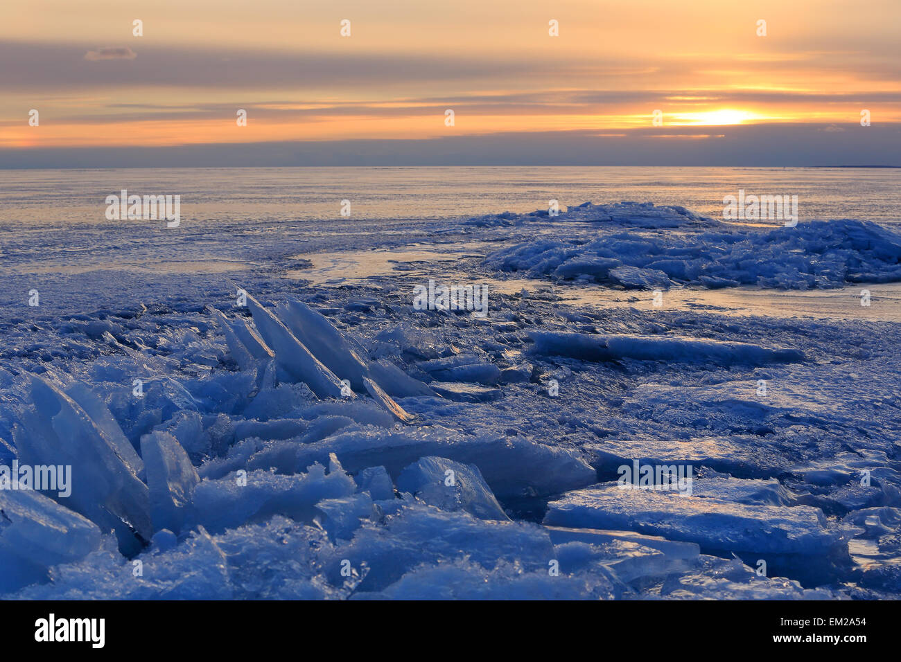Sunset on the Gulf of Finland, St. Petersburg, Russia Stock Photo