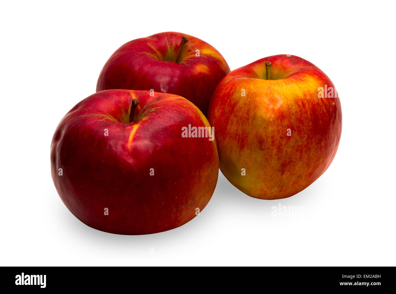 Three  Apple, as the three Jolly friend. Great mood, easy stomach and bright minds! Stock Photo