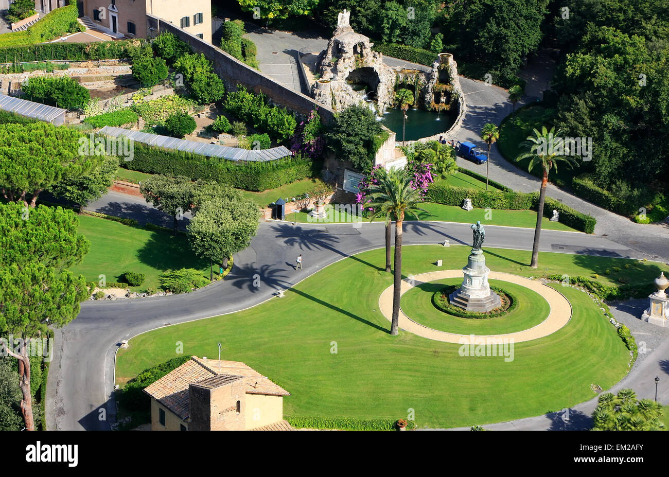 Aerial view of Vatican Gardens from St Peter Basilica, Rome, Italy Stock Photo