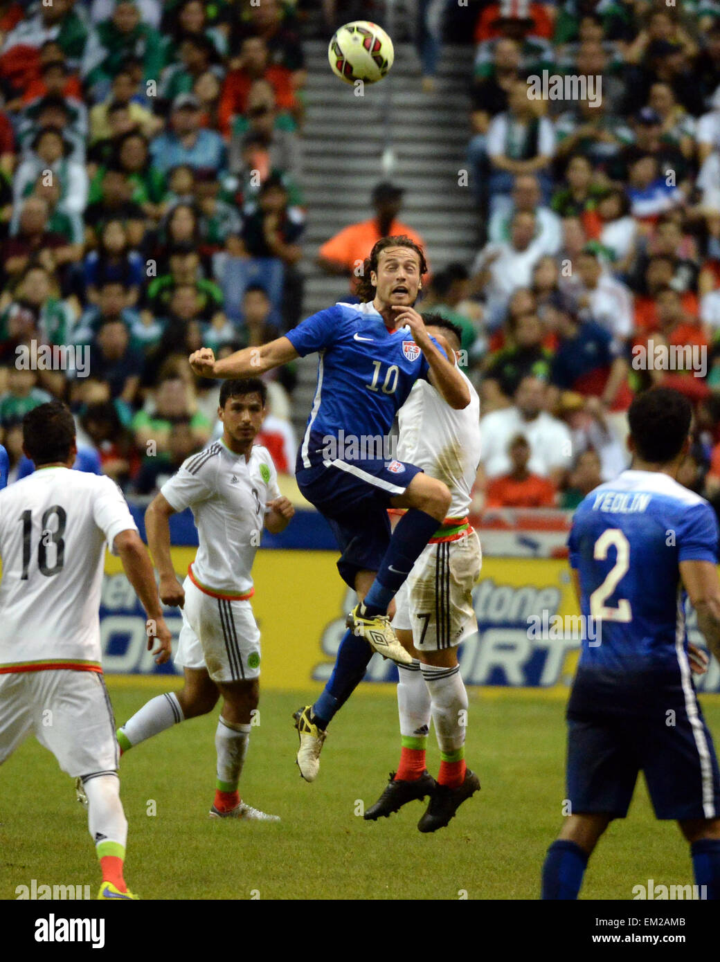 April 15, 2015. Mix Diskerud #10 of the USA Men's Soccer team in action vs Mexico at the Alamodome in an International Friendly in San Antonio Texas. The U.S. defeats Mexico 2 - 0. Stock Photo