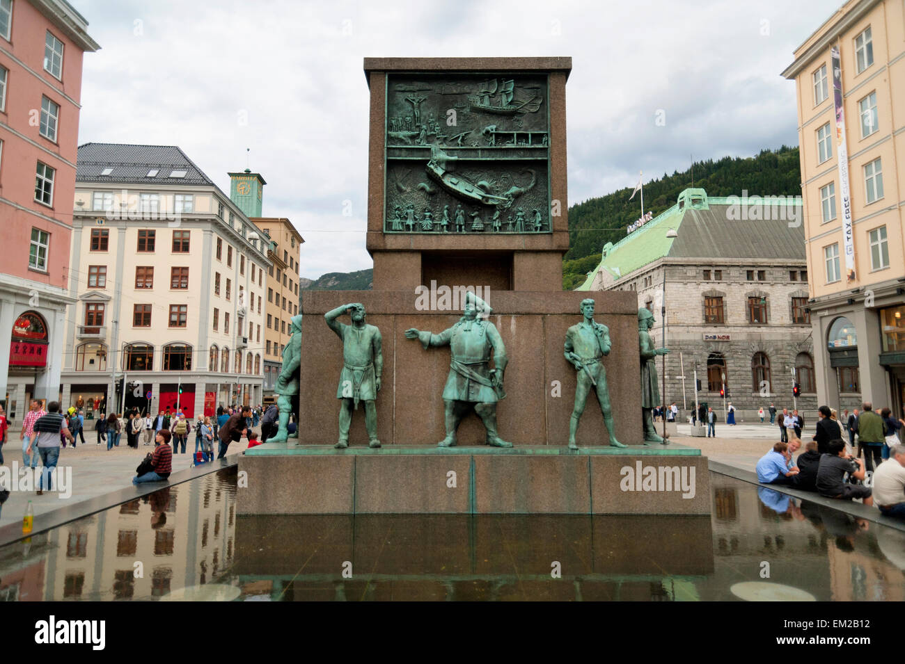 Viking Statue At The Bergen Town Square; Bergen Norway