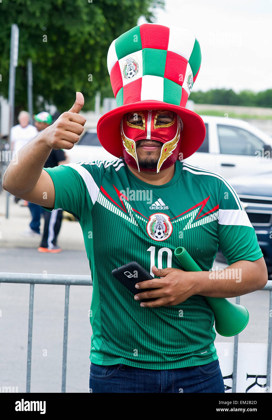 April 15, 2015: Mexico's fans pre game action against USA men's soccer at the Alamodome. San Antonio, Texas. Stock Photo