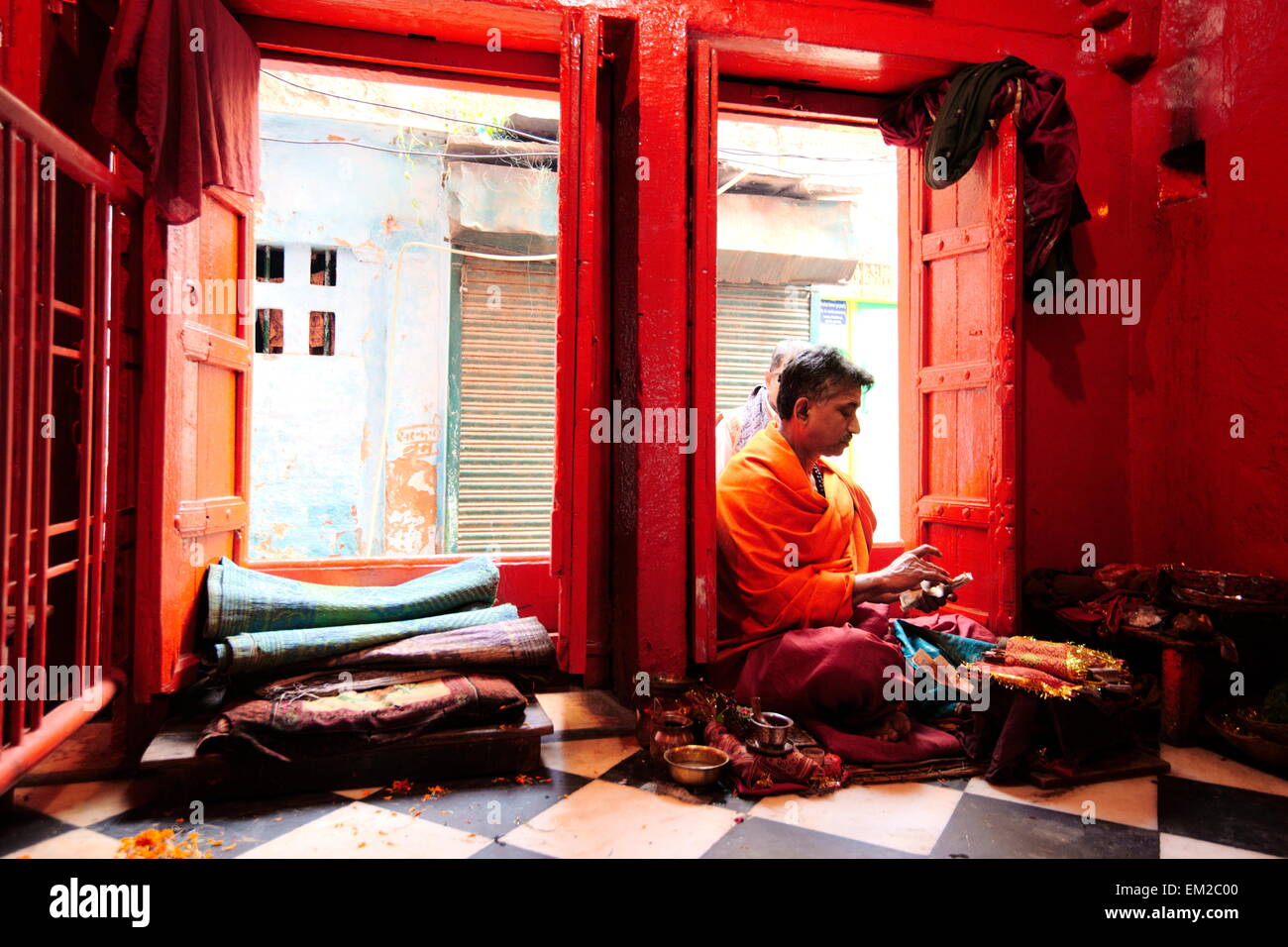 Interior of a temple at Varanasi Stock Photo