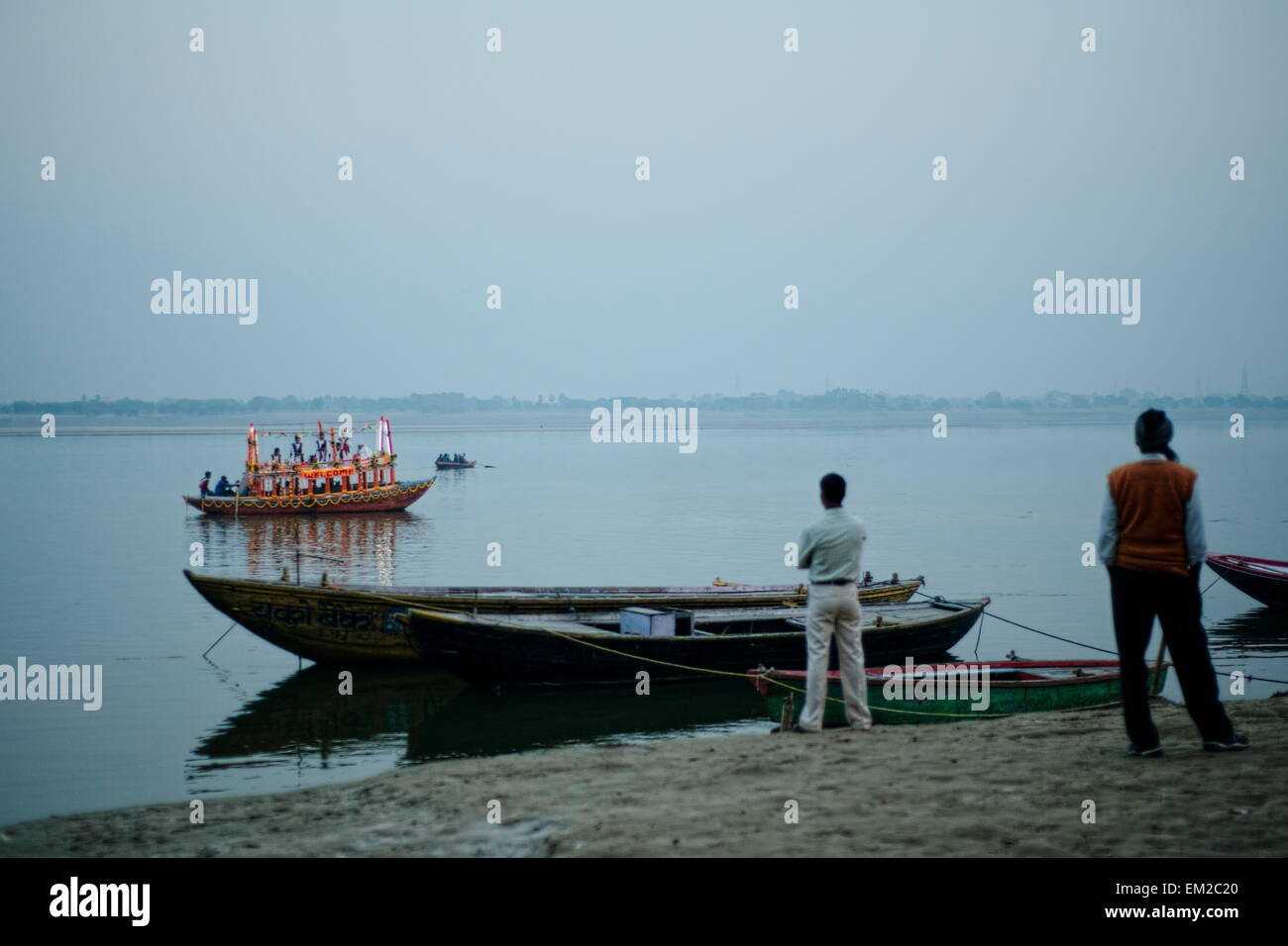 Music video being filmed in the Ganges Stock Photo