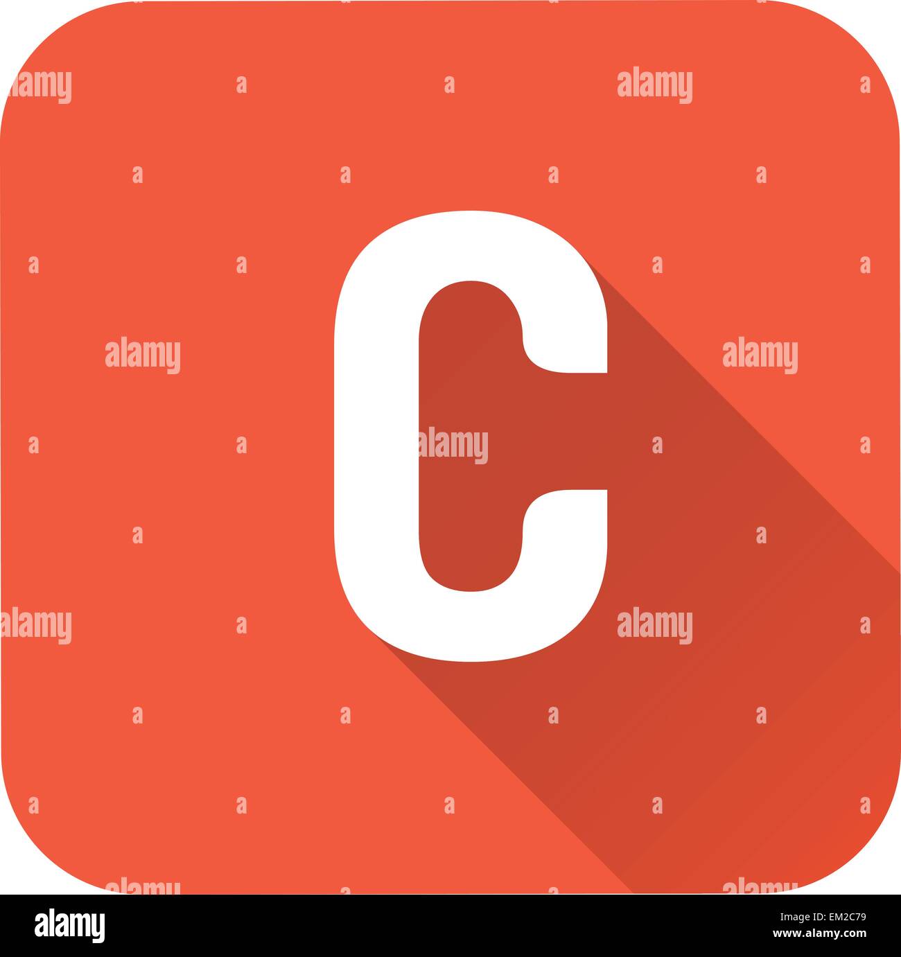 Letter c alphabet,  long shadow flat icon, EPS 10 vector Stock Vector