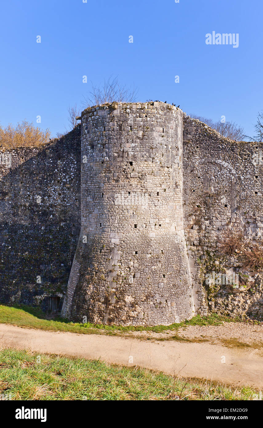 Medieval Rampards Tower (circa XIII c.) of medieval ramparts in Provins town, France ...