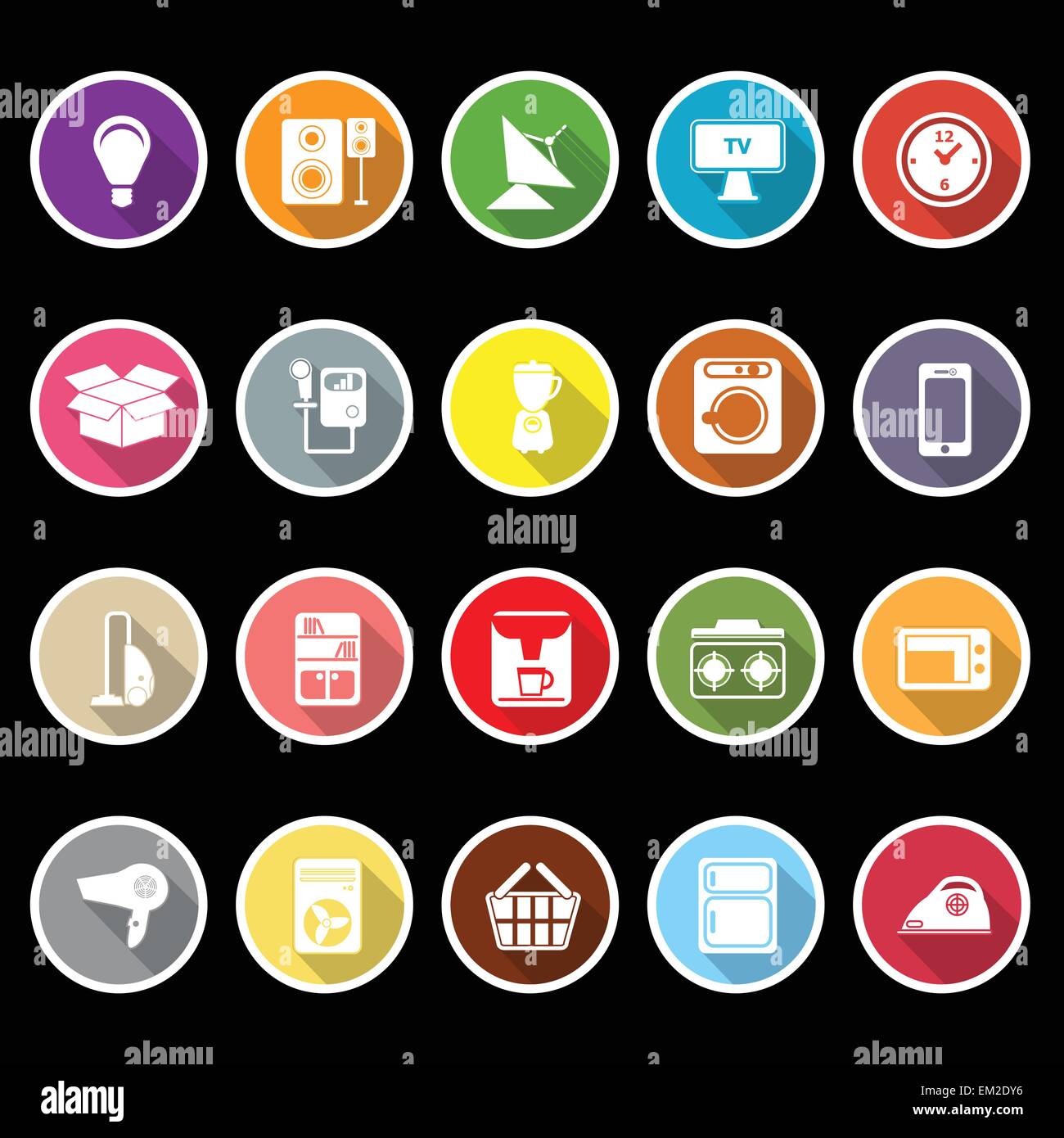 Home related icons with long shadow, stock vector Stock Vector