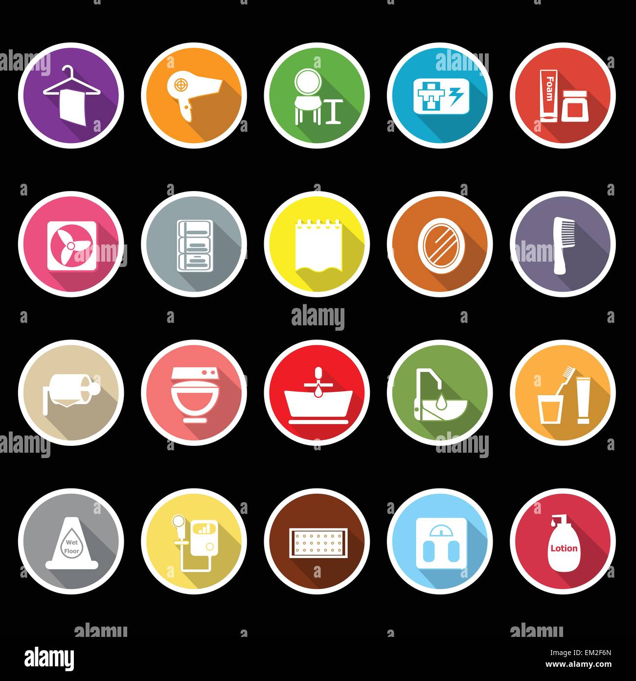 Bathroom icons with long shadow, stock vector Stock Vector Image & Art ...