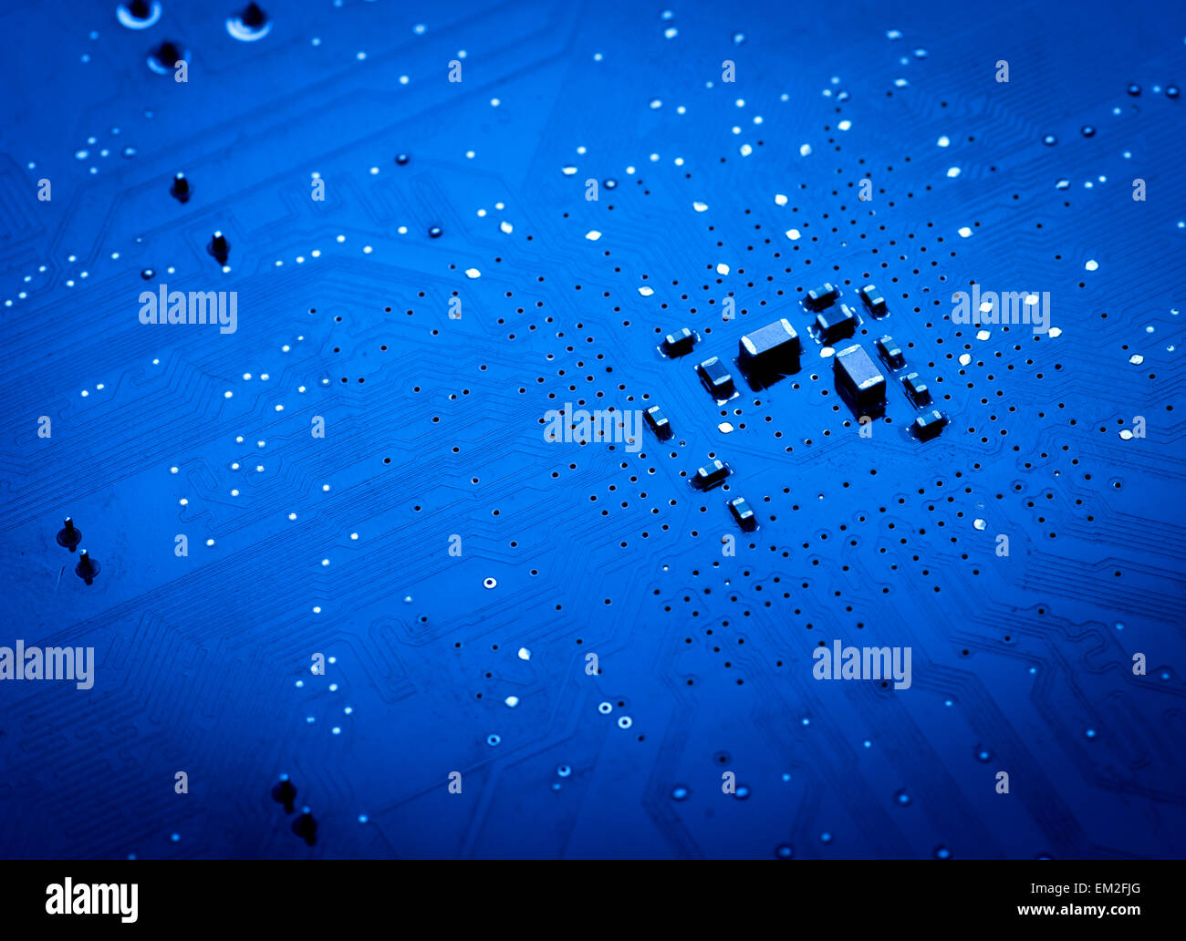 blue circuit board background of computer motherboard Stock Photo - Alamy