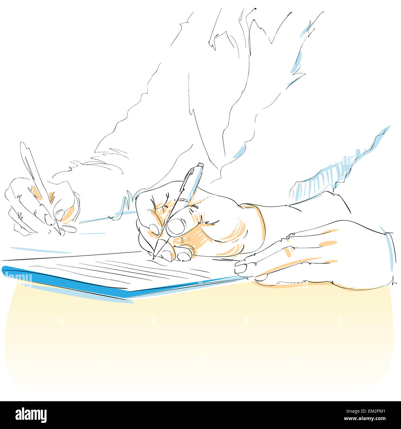 Business people hands writing sketch, at desk office write notes Stock ...